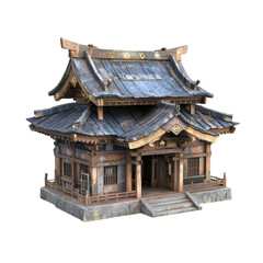 Fototapeta premium Traditional wooden building with intricate roof design and detailed carvings