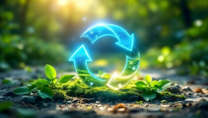 Circular economy icon. The concept of eternity, endless and unlimited, circular economy for future growth of business and environment sustainable on nature background.