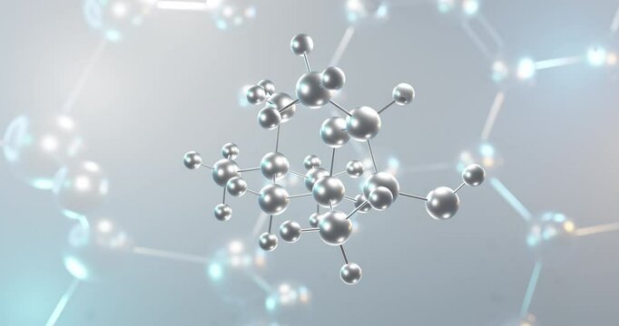 Muscarine rotating 3d molecule, molecular structure of neurotransmitter, seamless video