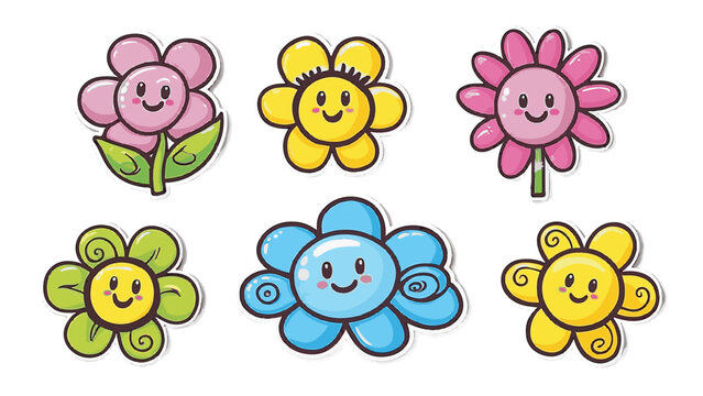 Set of hand drawn flower icons