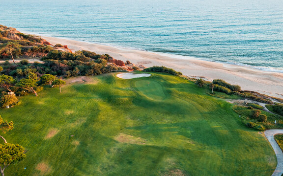 Aerial view of golcourse Vale do Lobo. with ocean view, Faro, Portugal