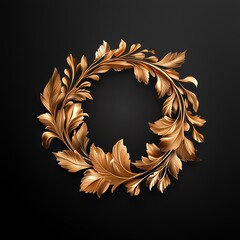 This elegant golden leaf wreath design showcases intricate detailing, perfect for invitations, logos, and decorative elements