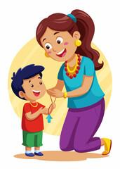 Loving mother receiving handcrafted necklace from child, Mother's Day celebration, heartwarming family moment, tender mother and child bond,