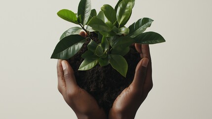 식목일, 양손으로 나무 모종을 든 모습