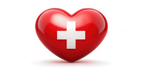 Fototapeta premium A simple yet bold icon of a red heart surrounded by a red cross symbol