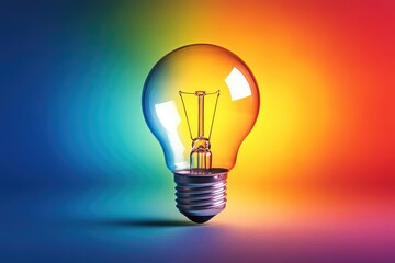 Light bulb shining with colorful background representing creativity and innovation