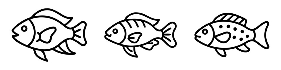 firemouth cichlid fish  icon, fish line art, fish vector  - simple black line art icon of firemouth cichlid fish  perfect for logos, and fish-themed designs.