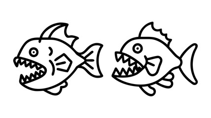 green terror fish  icon, fish line art, fish vector  - simple black line art icon of green terror fish  perfect for logos, and fish-themed designs.