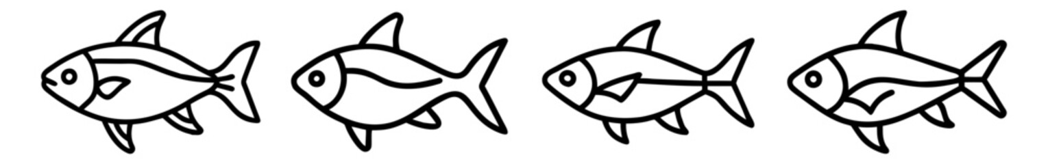 rummy nose tetra fish  icon, fish line art, fish vector  - simple black line art icon of rummy nose tetra fish  perfect for logos, and fish-themed designs.