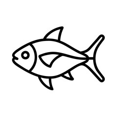 black skirt tetra fish icon, fish line art, fish vector  - simple black line art icon of black skirt tetra fish perfect for logos, and fish-themed designs.
