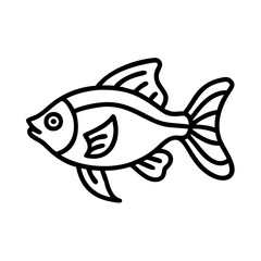 bolivian ram fish icon, fish line art, fish vector  - simple black line art icon of bolivian ram fish perfect for logos, and fish-themed designs.