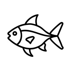 black skirt tetra fish icon, fish line art, fish vector  - simple black line art icon of black skirt tetra fish perfect for logos, and fish-themed designs.
