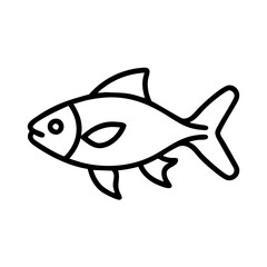 cherry barb fish icon, fish line art, fish vector  - simple black line art icon of cherry barb fish perfect for logos, and fish-themed designs.