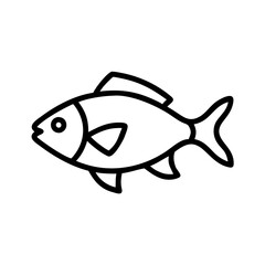 cherry barb fish icon, fish line art, fish vector  - simple black line art icon of cherry barb fish perfect for logos, and fish-themed designs.