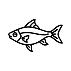 congo tetra fish icon, fish line art, fish vector  - simple black line art icon of congo tetra fish perfect for logos, and fish-themed designs.