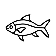 ember tetra fish icon, fish line art, fish vector  - simple black line art icon of ember tetra fish perfect for logos, and fish-themed designs.