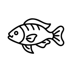 firemouth cichlid fish icon, fish line art, fish vector  - simple black line art icon of firemouth cichlid fish perfect for logos, and fish-themed designs.