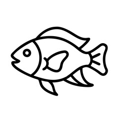 firemouth cichlid fish icon, fish line art, fish vector  - simple black line art icon of firemouth cichlid fish perfect for logos, and fish-themed designs.