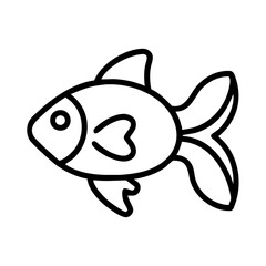 goldfish icon, fish line art, fish vector  - simple black line art icon of goldfish perfect for logos, and fish-themed designs.