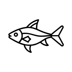 harlequin rasbora fish icon, fish line art, fish vector  - simple black line art icon of harlequin rasbora fish perfect for logos, and fish-themed designs.
