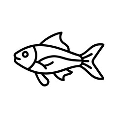 kribensis fish icon, fish line art, fish vector  - simple black line art icon of kribensis fish perfect for logos, and fish-themed designs.