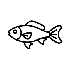kribensis fish icon, fish line art, fish vector  - simple black line art icon of kribensis fish perfect for logos, and fish-themed designs.