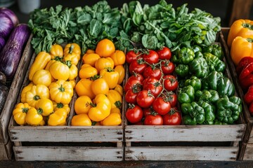 Vibrant organic farmers market display local community center food photography indoor market close-up view fresh produce concept