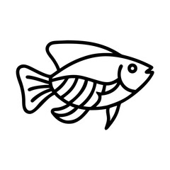 pearl gourami fish icon, fish line art, fish vector  - simple black line art icon of pearl gourami fish perfect for logos, and fish-themed designs.