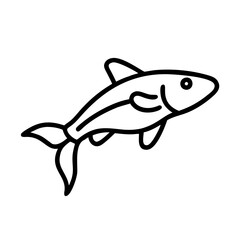 otocinclus fish icon, fish line art, fish vector  - simple black line art icon of otocinclus fish perfect for logos, and fish-themed designs.