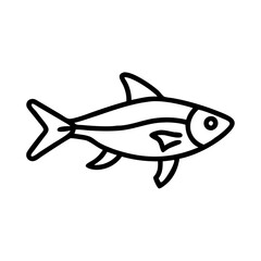 rasbora fish icon, fish line art, fish vector  - simple black line art icon of rasbora fish perfect for logos, and fish-themed designs.