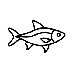 rasbora fish icon, fish line art, fish vector  - simple black line art icon of rasbora fish perfect for logos, and fish-themed designs.