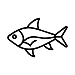 rummy nose tetra fish icon, fish line art, fish vector  - simple black line art icon of rummy nose tetra fish perfect for logos, and fish-themed designs.