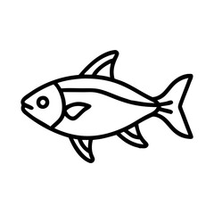 rummy nose tetra fish icon, fish line art, fish vector  - simple black line art icon of rummy nose tetra fish perfect for logos, and fish-themed designs.