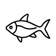 rummy nose tetra fish icon, fish line art, fish vector  - simple black line art icon of rummy nose tetra fish perfect for logos, and fish-themed designs.