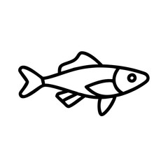 siamese algae eater fish icon, fish line art, fish vector  - simple black line art icon of siamese algae eater fish perfect for logos, and fish-themed designs.