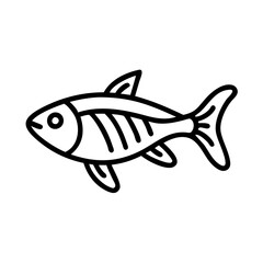 zebra danio fish icon, fish line art, fish vector  - simple black line art icon of zebra danio fish perfect for logos, and fish-themed designs.