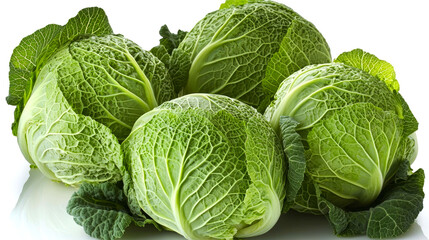 Fototapeta premium Fresh Green Cabbages: A Vibrant Display of Nature's Goodness