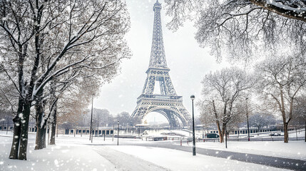 Eiffel Tower in Paris, Europe. Isolated on white background