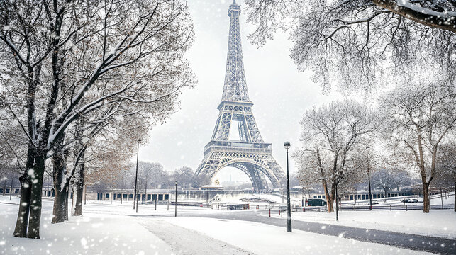 Eiffel Tower in Paris, Europe. Isolated on white background