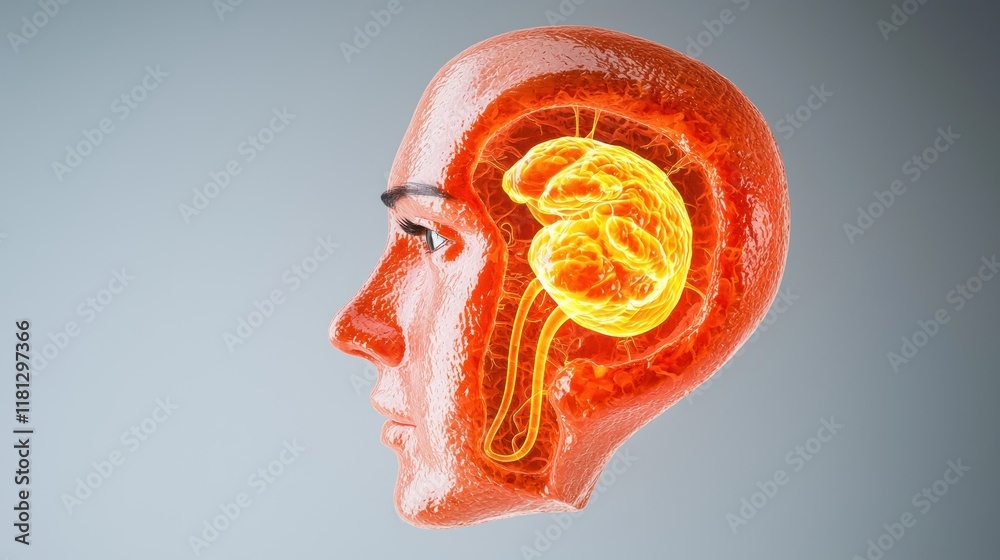 Poster Conceptual Visualization of Human Head with Illuminated Brain Anatomy