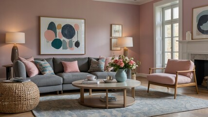 Obraz premium design a bright and minimalist living room color full