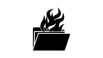 lost files in folder, black isolated silhouette