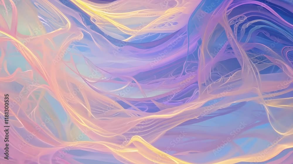 Wall mural multicolored patterns dreamlike waves delicate abstraction exploring light illustration pattern desi