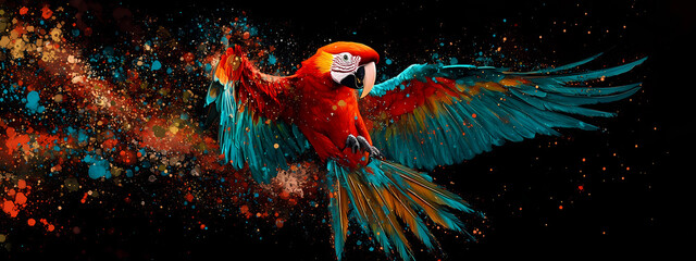 Exotic Macaw in a Kaleidoscope of Colors
