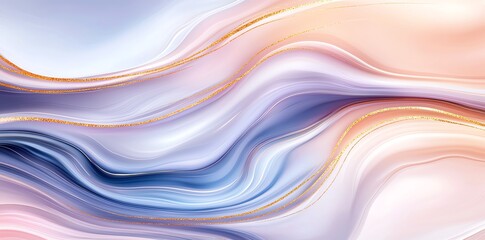 A beautiful abstract design featuring soft pastel waves intermingled with gold accents. This elegant texture is perfect for backgrounds, wallpapers, or artistic projects.