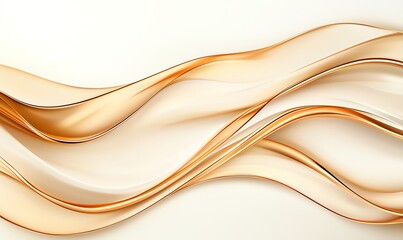 Obraz premium An abstract illustration featuring flowing golden lines on a soft beige background, ideal for backgrounds, wallpapers, or artistic presentations.