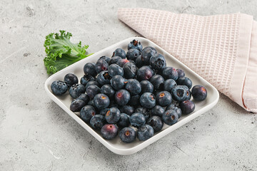 Sweet ripe blueberry on the bowl