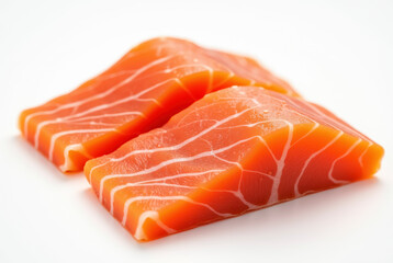Fresh salmon fillet on a white background