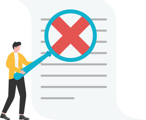 Project checkbox or achievement list and rejected document concept
