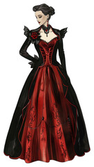 Fototapeta premium PNG Gothic bride wedding dress illustration fashion vintage.
